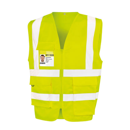 Fluorescent Yellow - Front - SAFE-GUARD by Result Unisex Adult Security Vest