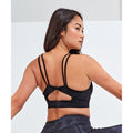 Black - Lifestyle - TriDri Womens-Ladies Cross Back Medium Impact Sports Bra