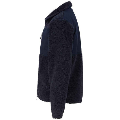 Navy - Side - Front Row Mens Sherpa Recycled Fleece Jacket