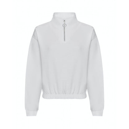 Arctic White - Front - Awdis Womens-Ladies Just Hoods Crop Sweatshirt