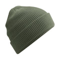 Olive Green - Front - Beechfield Unisex Adult Waffle Organic Cotton Beanie