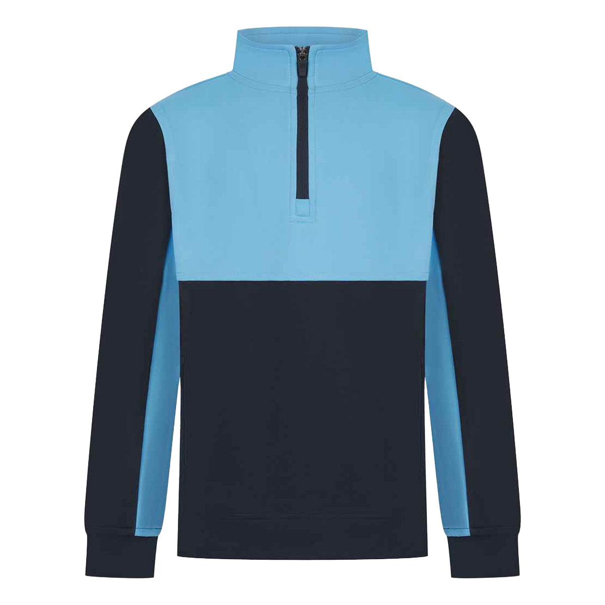 Navy-Sky - Front - Finden & Hales Childrens-Kids Quarter Zip Track Top