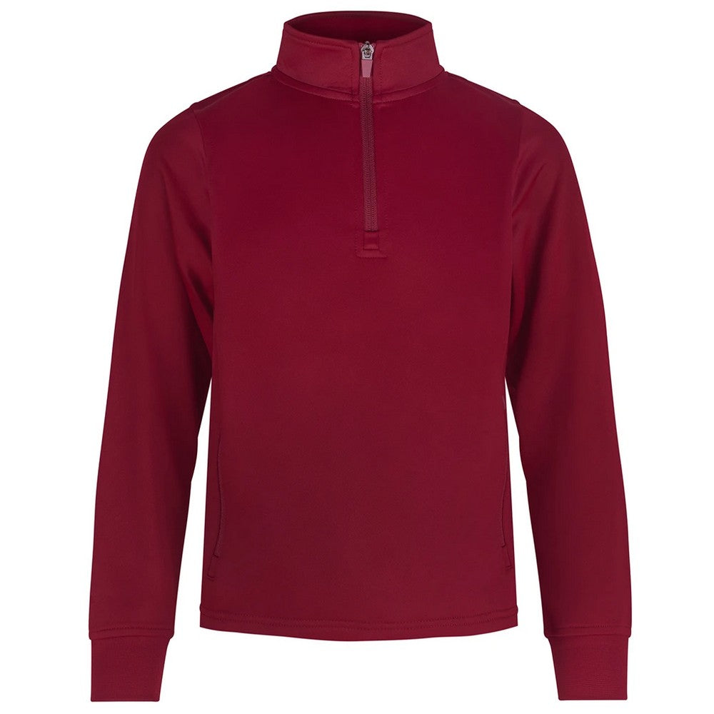 Burgundy - Front - Finden & Hales Childrens-Kids Quarter Zip Track Top