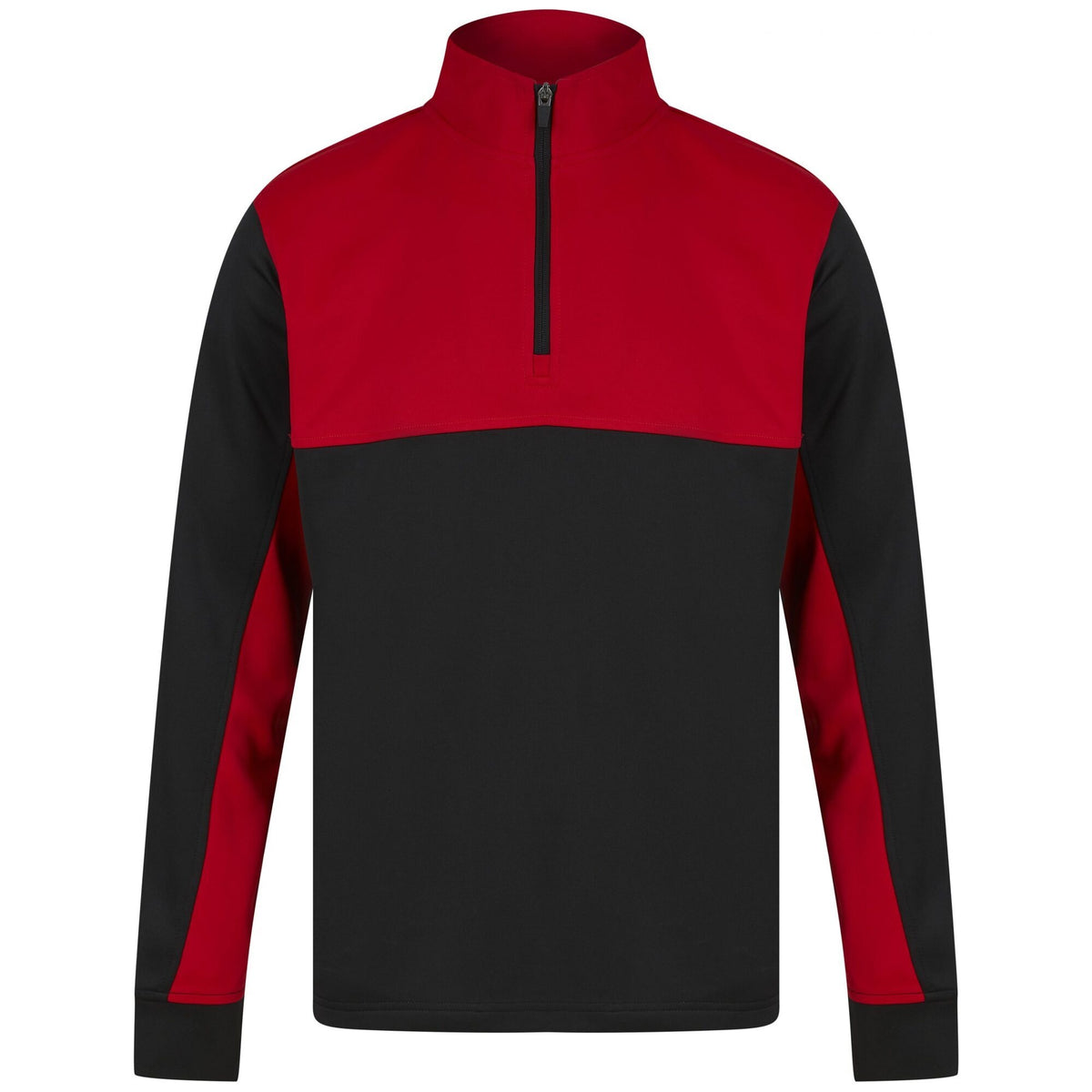 Black-Red - Front - Finden & Hales Childrens-Kids Quarter Zip Track Top