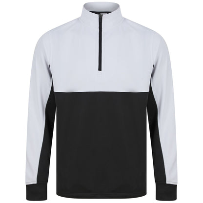 Black-White - Front - Finden & Hales Childrens-Kids Quarter Zip Track Top