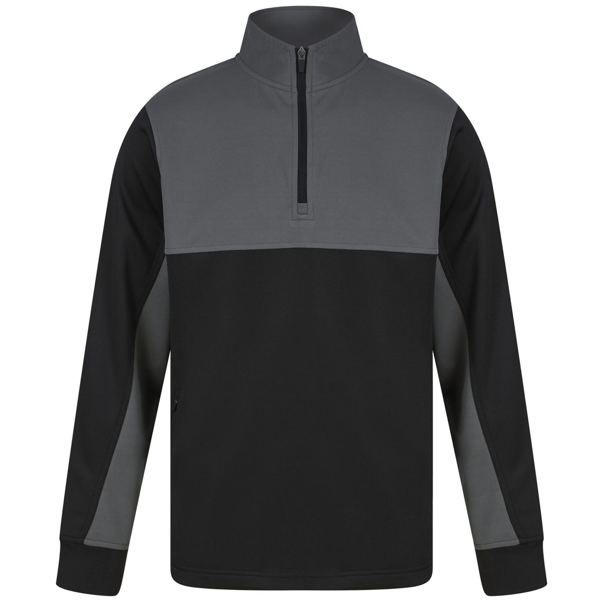 Black-Gunmetal Grey - Front - Finden & Hales Childrens-Kids Quarter Zip Track Top