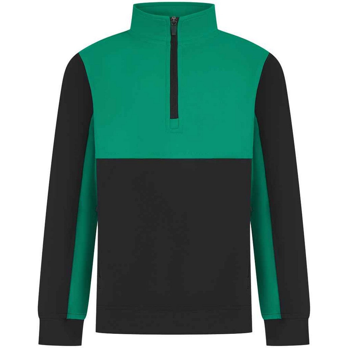 Black-Emerald - Front - Finden & Hales Childrens-Kids Quarter Zip Track Top