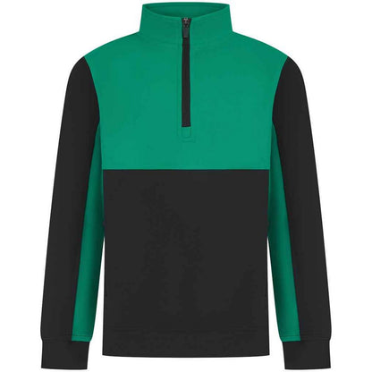 Black-Emerald - Front - Finden & Hales Childrens-Kids Quarter Zip Track Top