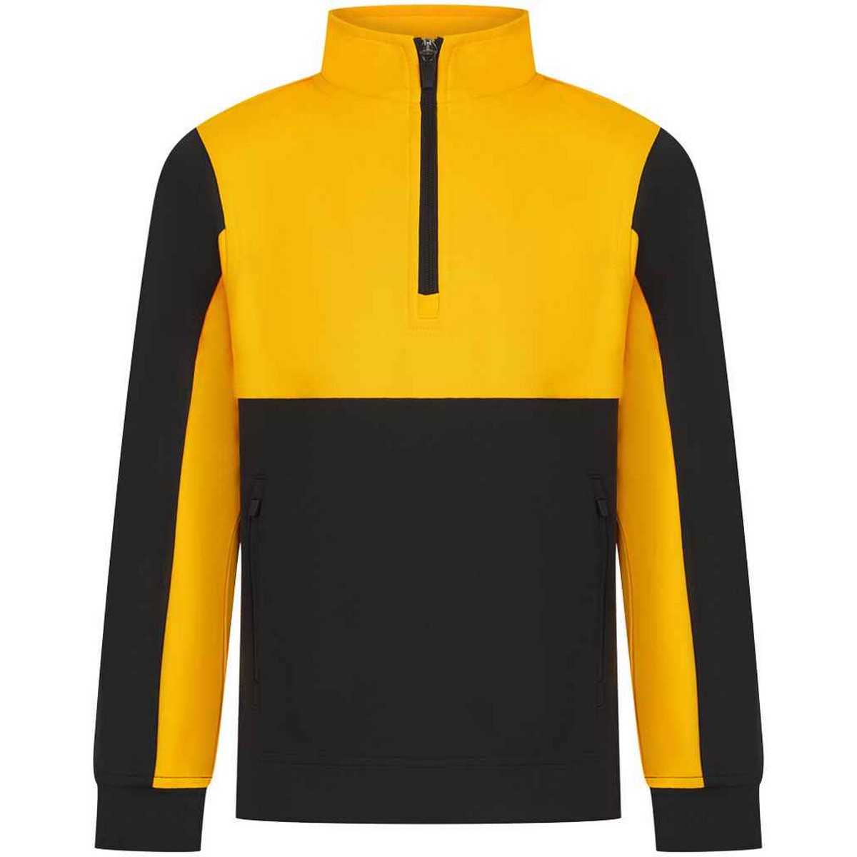 Black-Gold - Front - Finden & Hales Childrens-Kids Quarter Zip Track Top