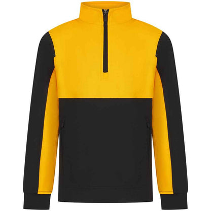 Black-Gold - Front - Finden & Hales Childrens-Kids Quarter Zip Track Top