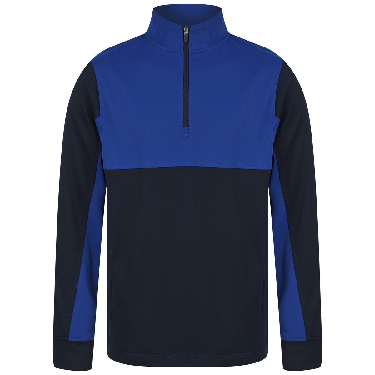 Navy-Royal Blue - Front - Finden & Hales Childrens-Kids Quarter Zip Track Top