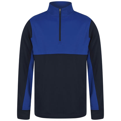 Navy-Royal Blue - Front - Finden & Hales Childrens-Kids Quarter Zip Track Top