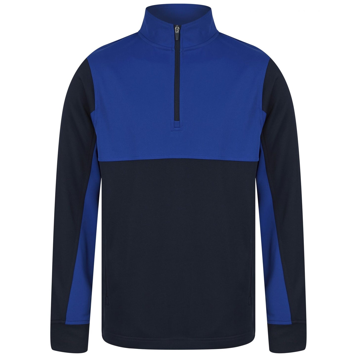 Navy-Royal Blue - Front - Finden & Hales Childrens-Kids Quarter Zip Track Top
