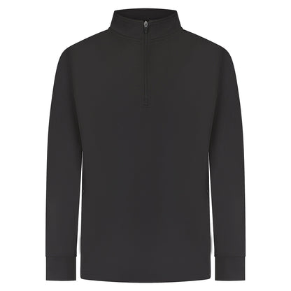 Black - Front - Finden & Hales Mens Quarter Zip Track Top