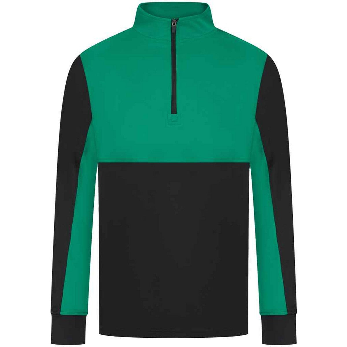 Black-Emerald - Front - Finden & Hales Mens Quarter Zip Track Top
