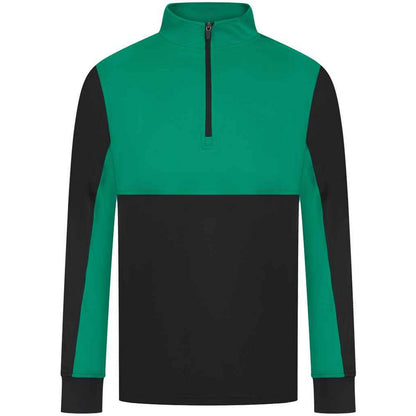 Black-Emerald - Front - Finden & Hales Mens Quarter Zip Track Top
