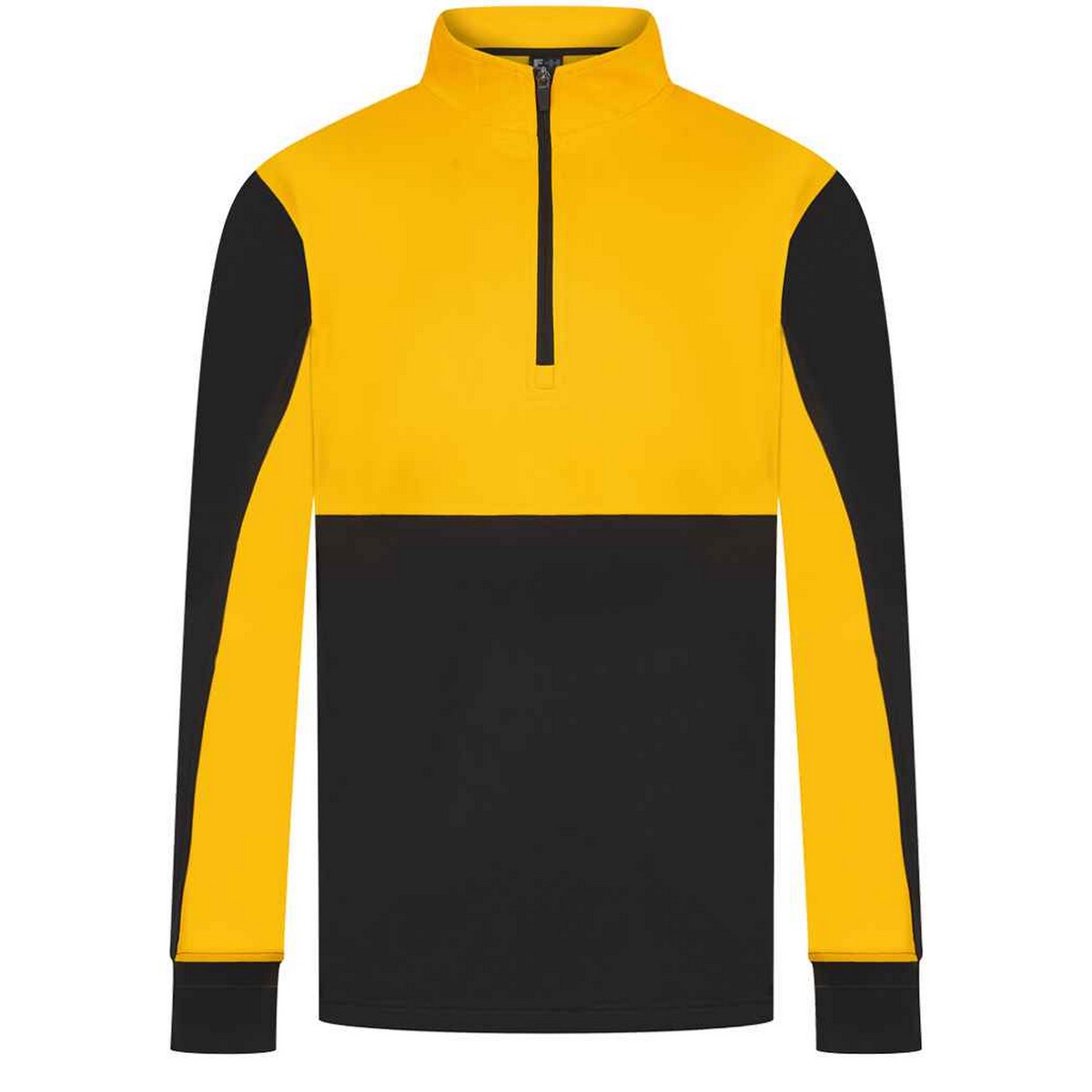 Black-Gold - Front - Finden & Hales Mens Quarter Zip Track Top