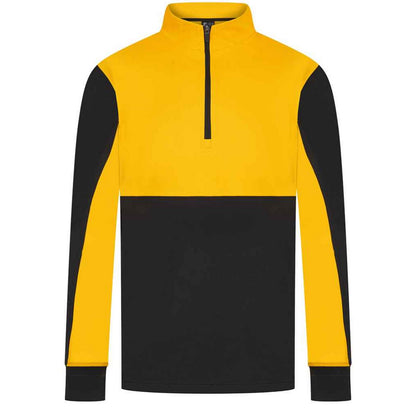 Black-Gold - Front - Finden & Hales Mens Quarter Zip Track Top
