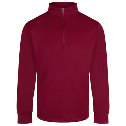 Burgundy - Front - Finden & Hales Mens Quarter Zip Track Top