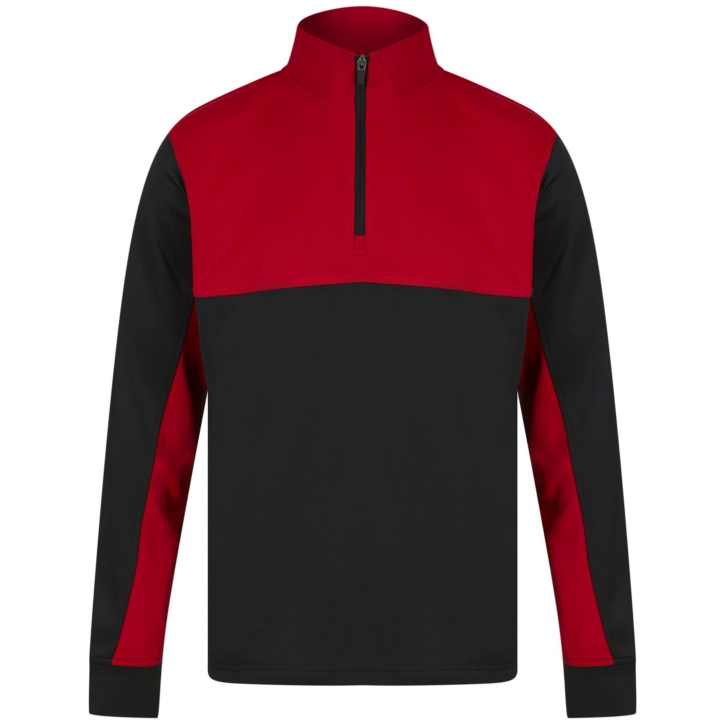 Black-Red - Front - Finden & Hales Mens Quarter Zip Track Top