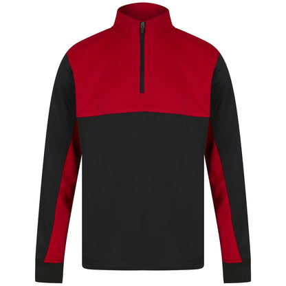 Black-Red - Front - Finden & Hales Mens Quarter Zip Track Top