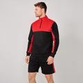 Black-Red - Back - Finden & Hales Mens Quarter Zip Track Top