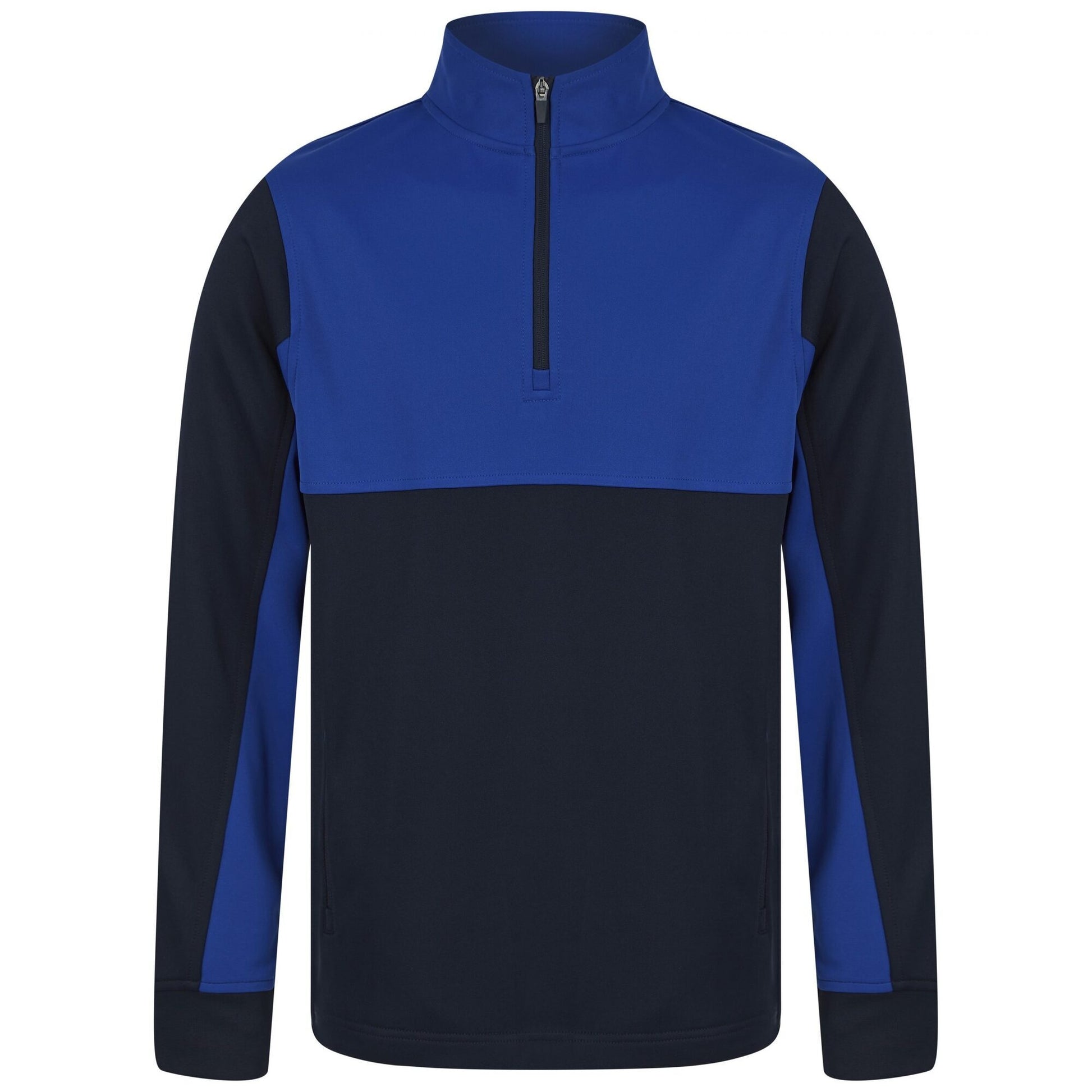 Navy-Royal Blue - Front - Finden & Hales Mens Quarter Zip Track Top