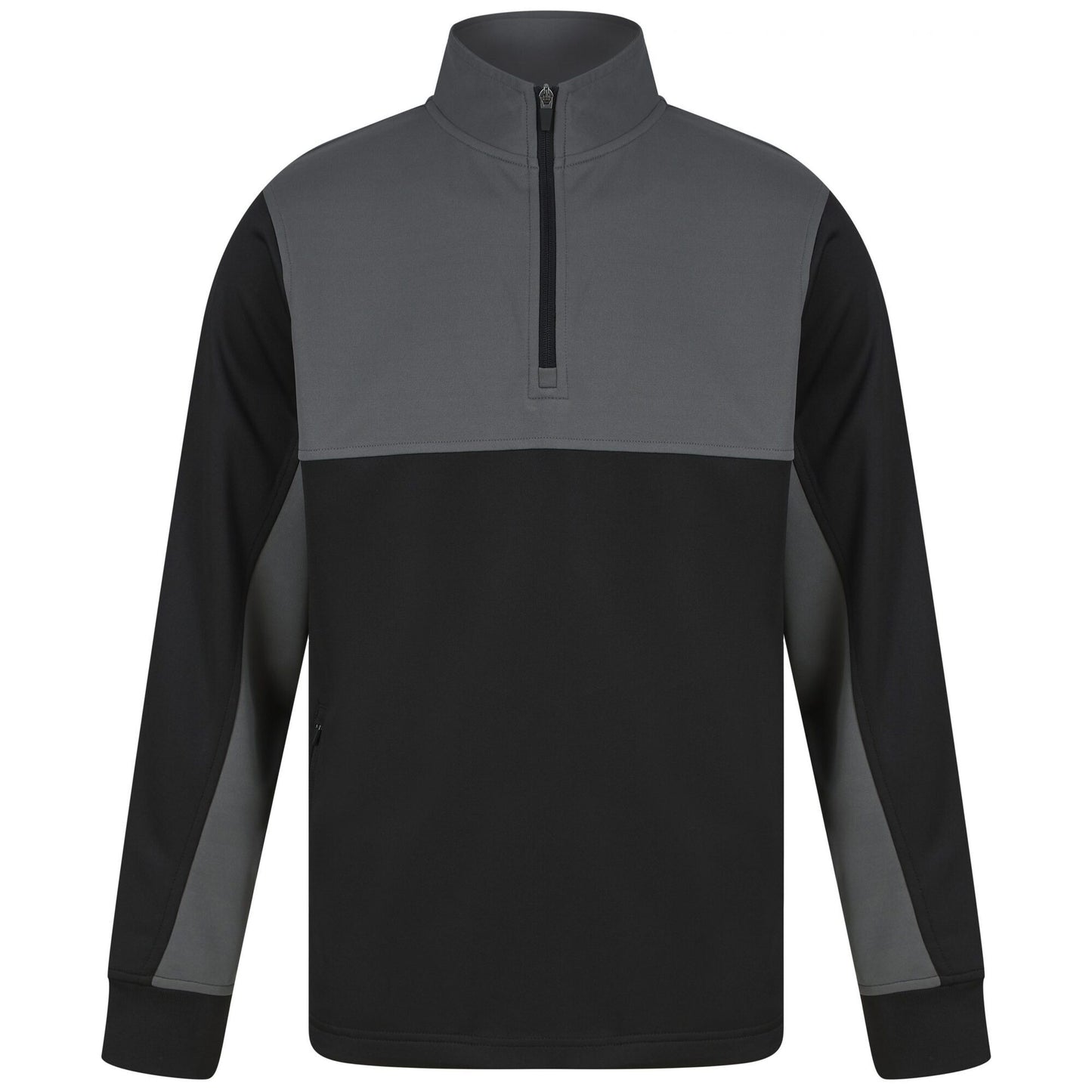 Black-Gunmetal Grey - Front - Finden & Hales Mens Quarter Zip Track Top