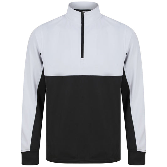 Black-White - Front - Finden & Hales Mens Quarter Zip Track Top