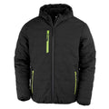 Black-Lime - Front - Result Genuine Recycled Mens Compass Padded Jacket
