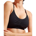 Black - Side - TriDri Womens-Ladies Ruched Medium Impact Sports Bra