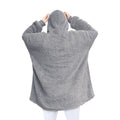 Grey - Back - Ribbon Unisex Adult Teddy Fleece Oversized Hoodie