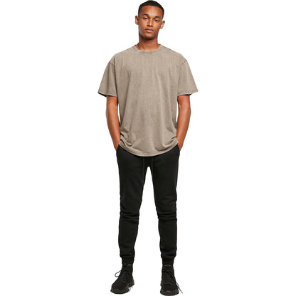 Dark Khaki - Back - Build Your Brand Mens Heavyweight Oversized T-Shirt