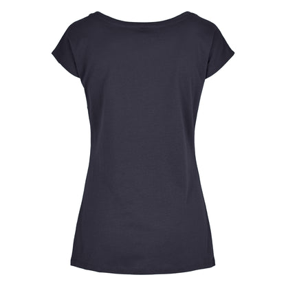 Navy - Back - Build Your Brand Womens-Ladies Wide Neck T-Shirt