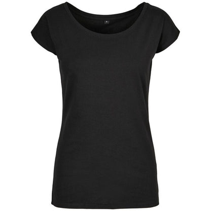 Black - Front - Build Your Brand Womens-Ladies Wide Neck T-Shirt