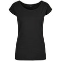 Black - Front - Build Your Brand Womens-Ladies Wide Neck T-Shirt