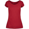 Burgundy - Front - Build Your Brand Womens-Ladies Wide Neck T-Shirt