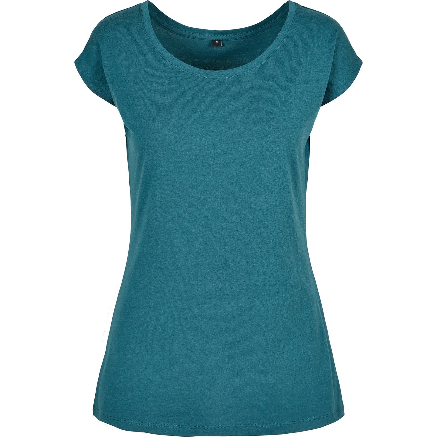 Teal - Front - Build Your Brand Womens-Ladies Wide Neck T-Shirt