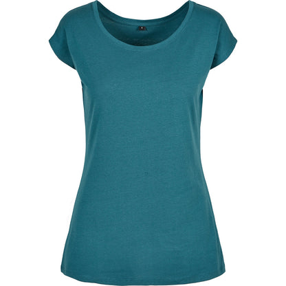 Teal - Front - Build Your Brand Womens-Ladies Wide Neck T-Shirt
