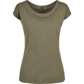 Olive - Front - Build Your Brand Womens-Ladies Wide Neck T-Shirt
