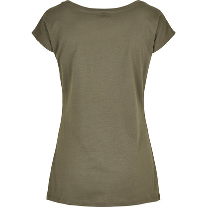 Olive - Back - Build Your Brand Womens-Ladies Wide Neck T-Shirt