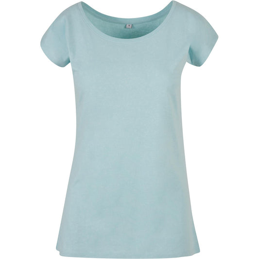 Ocean Blue - Front - Build Your Brand Womens-Ladies Wide Neck T-Shirt