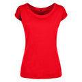 City Red - Front - Build Your Brand Womens-Ladies Wide Neck T-Shirt