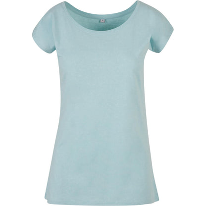 Ocean Blue - Front - Build Your Brand Womens-Ladies Wide Neck T-Shirt