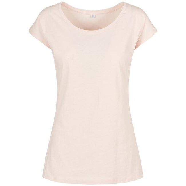 Pink - Front - Build Your Brand Womens-Ladies Wide Neck T-Shirt