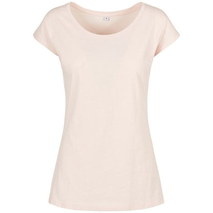 Pink - Front - Build Your Brand Womens-Ladies Wide Neck T-Shirt