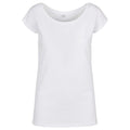 White - Front - Build Your Brand Womens-Ladies Wide Neck T-Shirt