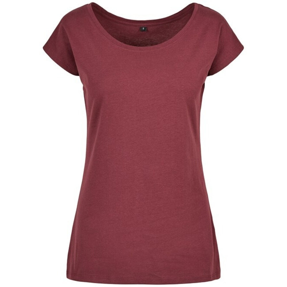 Cherry - Front - Build Your Brand Womens-Ladies Wide Neck T-Shirt