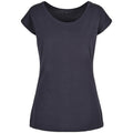 Navy - Front - Build Your Brand Womens-Ladies Wide Neck T-Shirt
