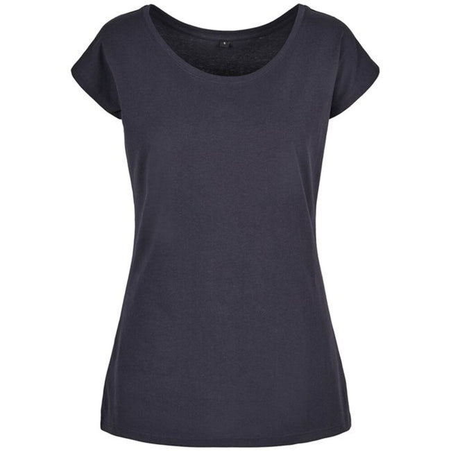 Navy - Front - Build Your Brand Womens-Ladies Wide Neck T-Shirt